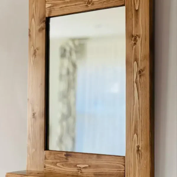 Premium handcrafted mirror glass in a solid espresso pine wood frame