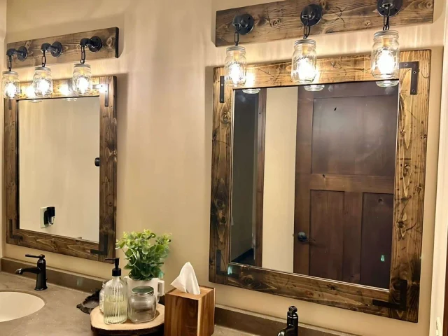Alternative view of Rustic Distressed Entryway Wall Mirror – Solid Pine Frame