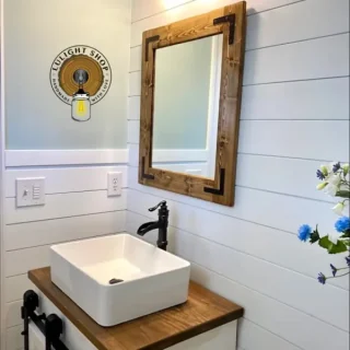 Alternative view of Provincial Wood Farmhouse Bathroom Mirror