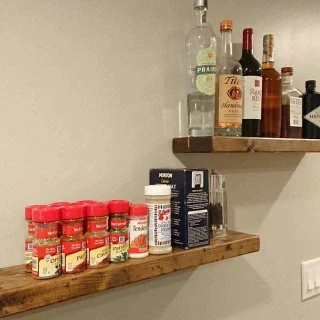 Alternative view of Rustic Distressed Floating Shelf – 5.5″ Deep Bathroom Storage