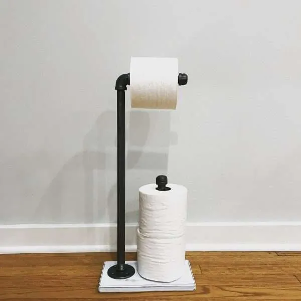 Alternative view of Freestanding Toilet Paper Stand with Extra Roll Storage | Rustic Farmhouse Bathroom Decor
