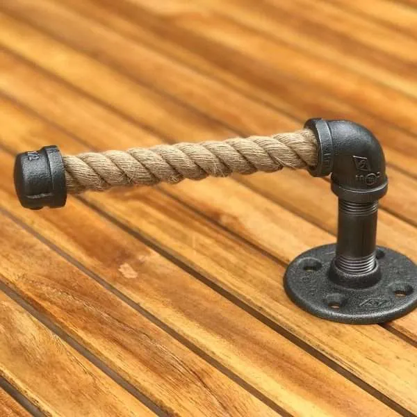 Alternative view of Nautical Rope Toilet Paper Holder | Rustic Farmhouse Bathroom Wall Mount TP Holder Made in USA