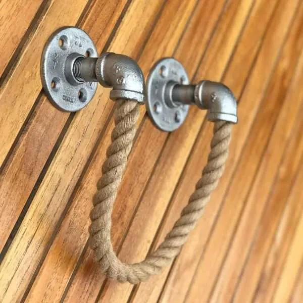 Alternative view of Rope Towel Holder | Beach Bathroom Decor | Towel Rack