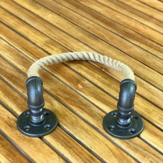 Alternative view of Rustic Rope Towel Bar – Handmade Nautical Pipe Bathroom Holder