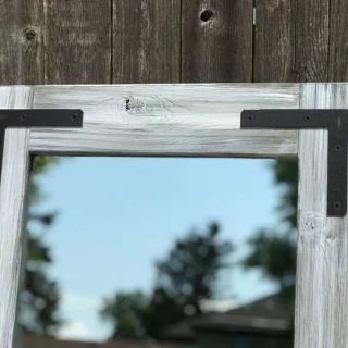 Alternative view of Handmade Gray Whitewash Wood Wall Mirror