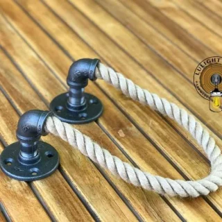 Rustic Rope Towel Bar – Handmade Nautical Pipe Bathroom Holder