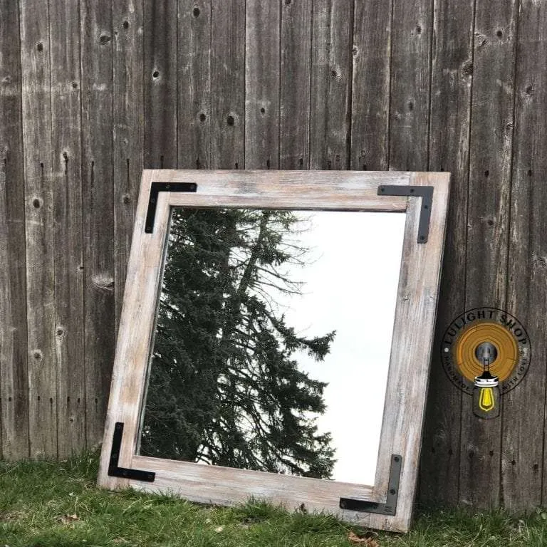 white wood frame mirror