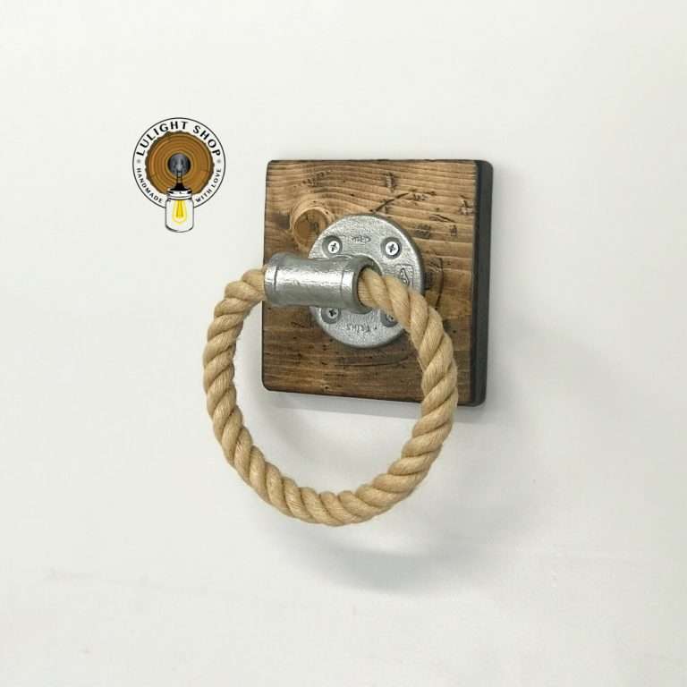 Alternative view of Rope Towel Holder - Bathroom Towel Ring on Wood - Made in USA - Free Shipping