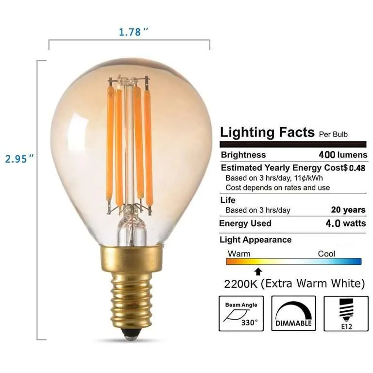 Alternative view of 4W Vintage or Clear Edison LED Glass Light Bulb, LED, Vanity Mason Jar Fixture Light Bulb, Dimmable Bulb, Edison Light Bulb, Warm Light Bulb