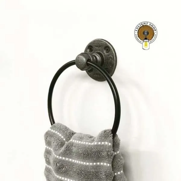 Alternative view of Hand Towel Ring, Metal Towel Holder, Bathroom Decor, Towel Rack, Pipe Bathroom