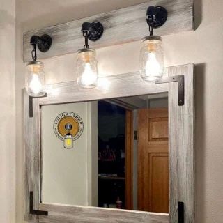Alternative view of Light Whitewash Farmhouse Wood Mirror