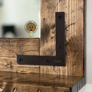 Handmade rustic farmhouse mirror with storage shelf wood framed bathroom vanity mirror