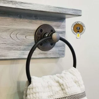 Alternative view of Gray Whitewash Double Towel Holder – Kids Bathroom Wall Storage
