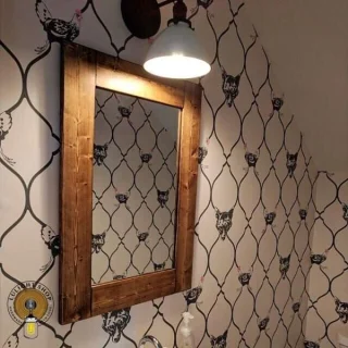 Alternative view of Rustic Dark Walnut Farmhouse Mirror – Handmade Wood Frame