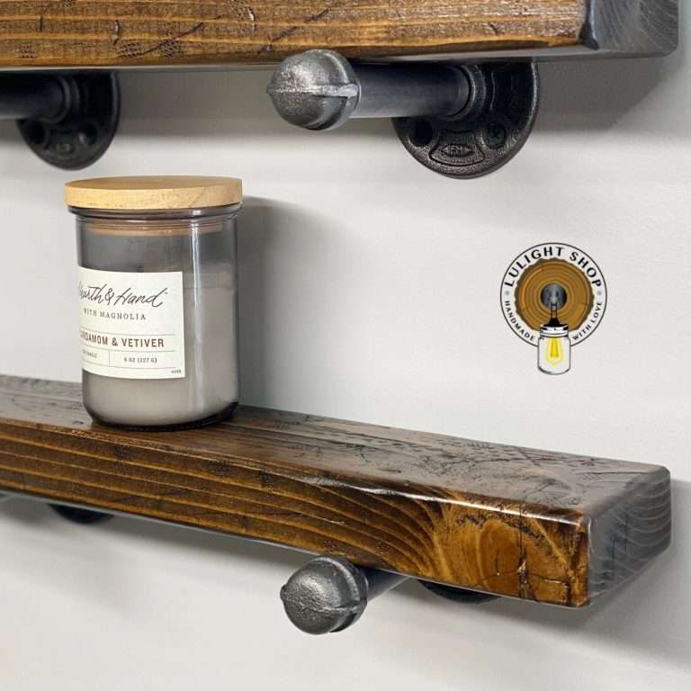 Alternative view of Rustic Wall Shelf, Solid Wood Shelf, Bathroom Shelf, Storage Shelf