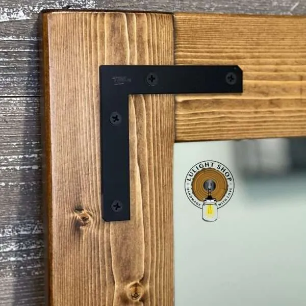 Alternative view of Honey Stain Wood Framed Mirror | Farmhouse Bathroom Vanity