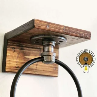 Alternative view of Rustic Hand Towel Ring with Shelf – Small Bathroom Wall Storage