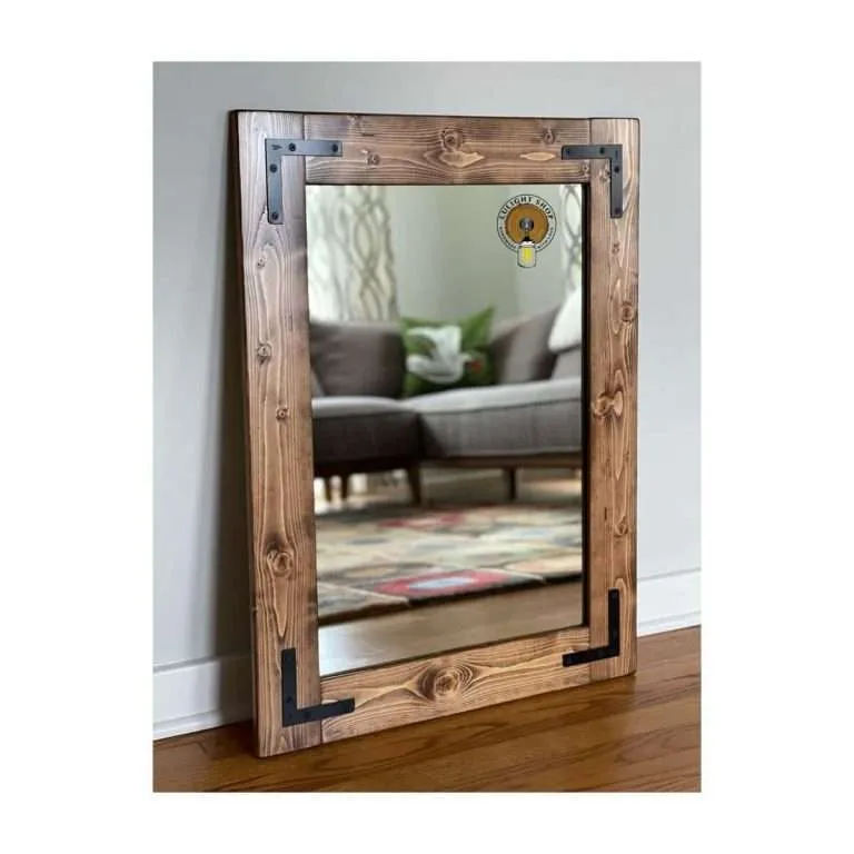 english chestnut frame wood mirror bathroom