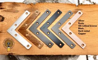 Corner bracket color options for handmade wood bathroom mirrors