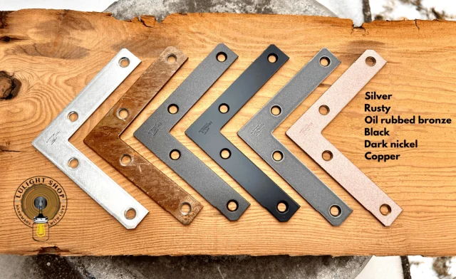 Corner bracket color options for handmade wood bathroom mirrors