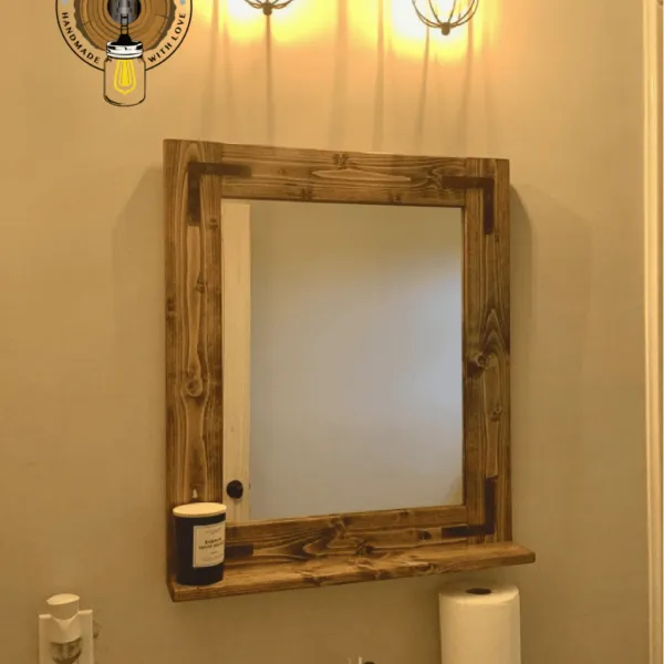 Wood frame corner bracket options for provincial farmhouse mirrors