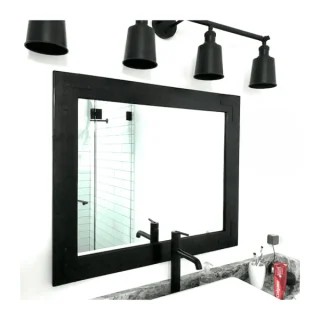 Handmade Black Wood Framed Mirror