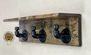 Alternative view of Farmhouse Wood Shelf with Industrial Pipe Hooks