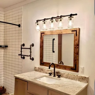 Horizontal Rustic Wood Bathroom Mirror – Farmhouse Frame
