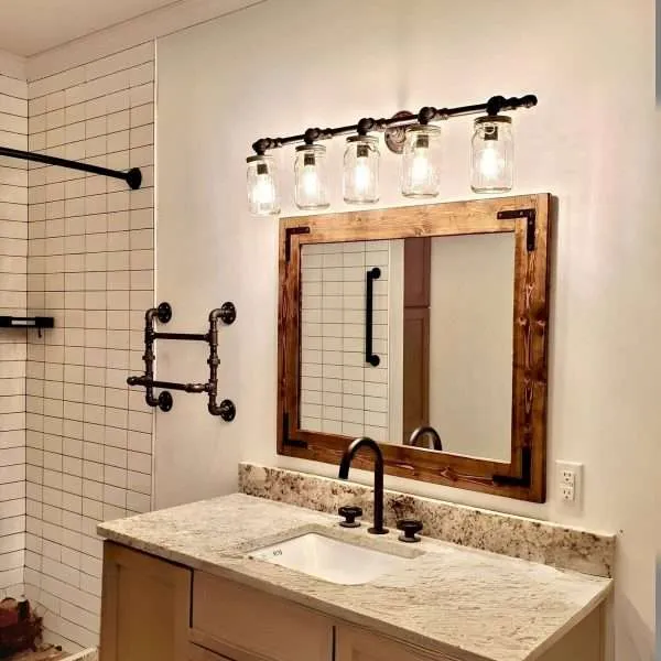 Rustic Distressed Mirror, Farmhouse Mirror, Bathroom Mirror, Custom Size Small Large Mirrors