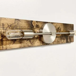 Modern edison wall sconce with wooden base