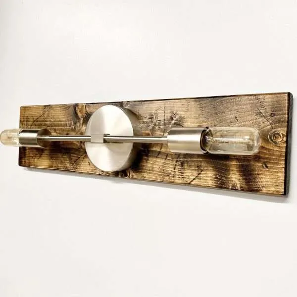 Modern wall light with wooden base