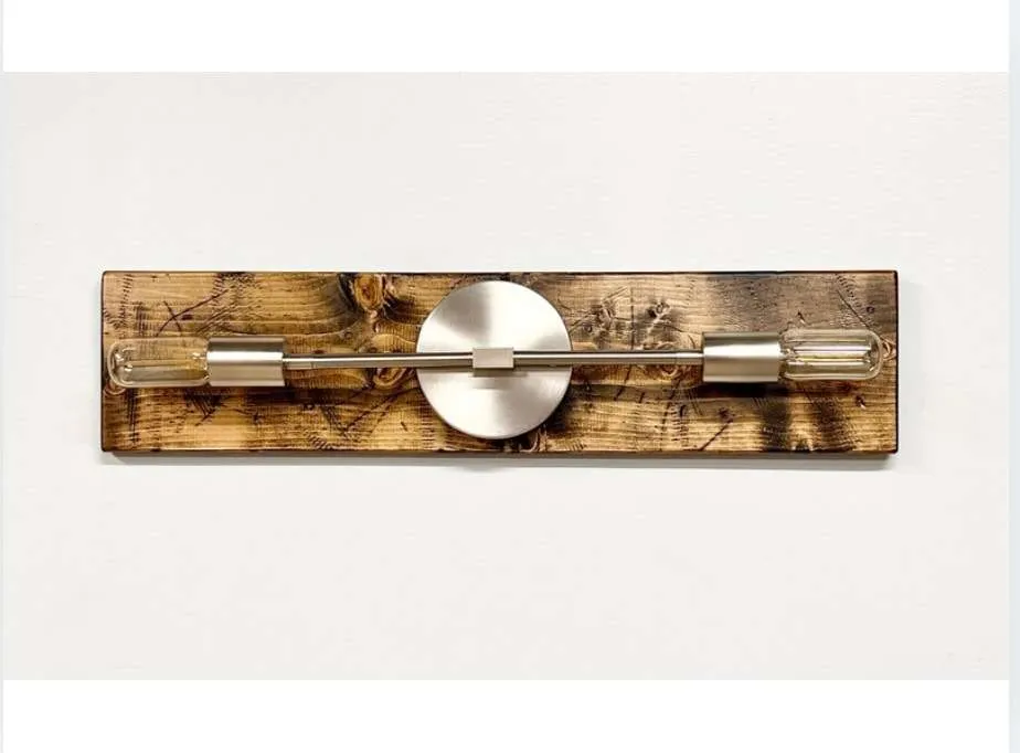 Modern edison light fixture on wooden base