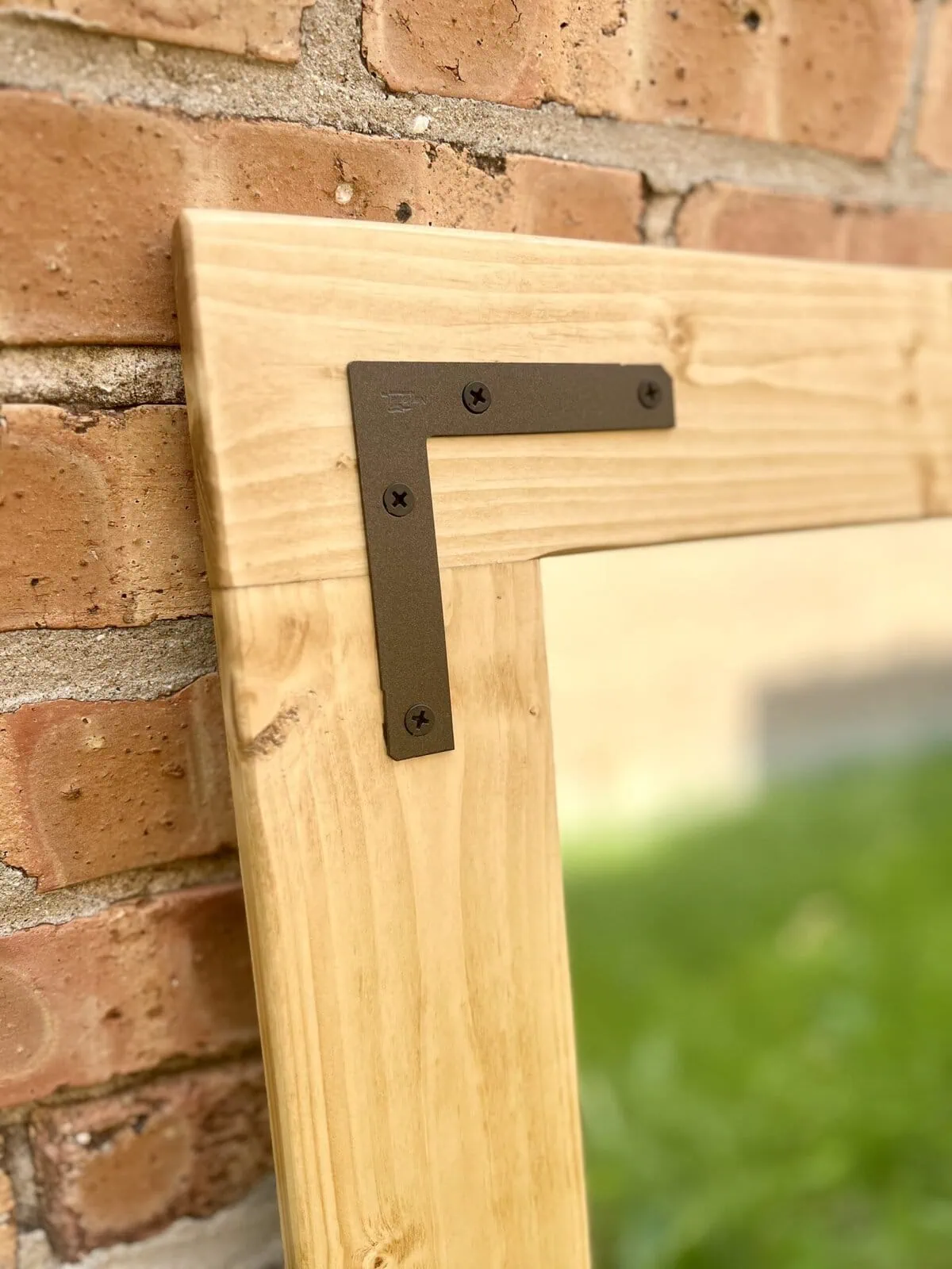 Alternative view of Golden Oak Wood Framed Bathroom Mirror, Farmhouse Wall Vanity Mirror, Custom Size Cottage Mirror Made in USA