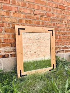 Golden Oak Wood Framed Bathroom Mirror, Farmhouse Wall Vanity Mirror, Custom Size Cottage Mirror Made in USA