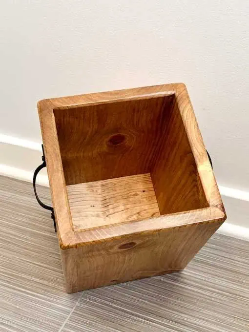 wooden kitchen garbage can