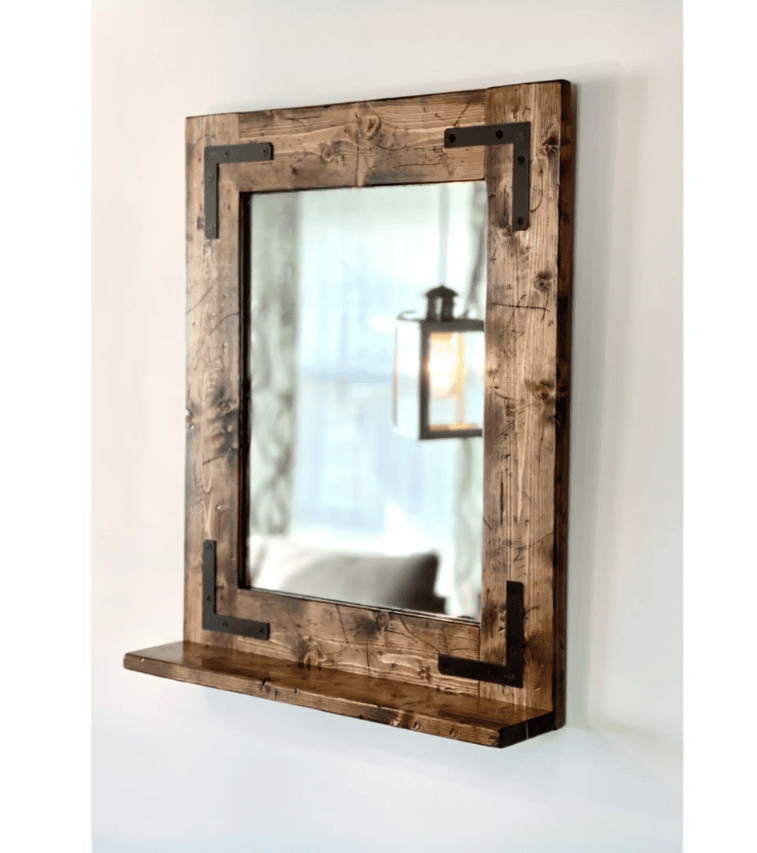 bathroom mirror with shelf