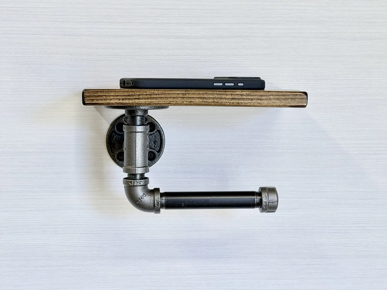 Toilet Paper Holder, Handmade Metal & Wood Wall Mount, Farmhouse Bathroom Décor - Image 4