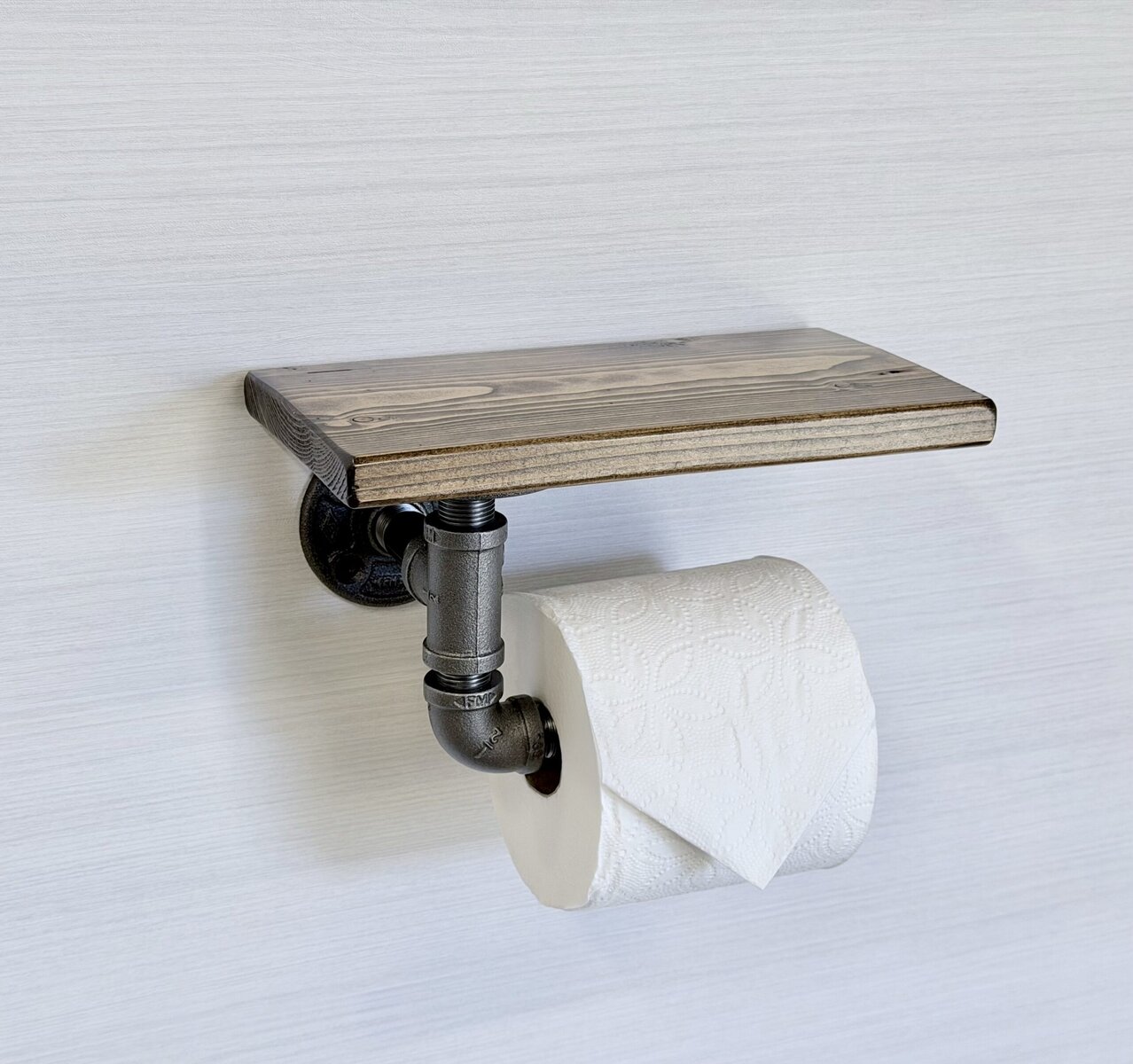Toilet Paper Holder, Handmade Metal & Wood Wall Mount, Farmhouse Bathroom Décor - Image 5