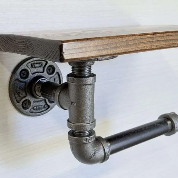 Alternative view of Rustic Industrial Pipe Toilet Paper Holder | Farmhouse Bathroom Wall Mount Made in Illinois