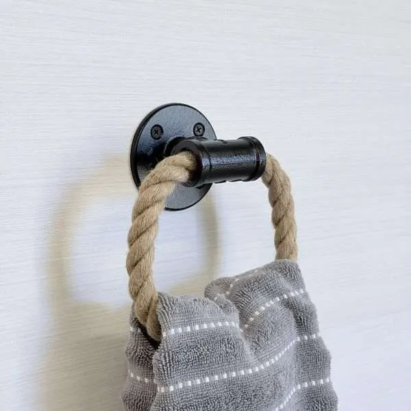 Alternative view of Rope Towel Holder | Nautical Hand Towel Ring | Rustic Bathroom & Decor