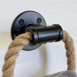 Alternative view of Industrial Rope Towel Ring – Modern Nautical Pipe Holder