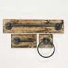 rustic farmhouse bathroom decor set of three items - towel holder,ring and toilet paper holder