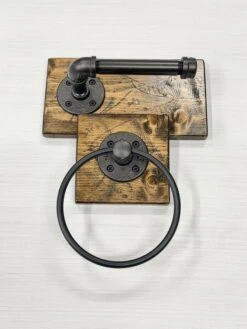 Alternative view of Rustic Bathroom Set of 2, Toilet Paper Holder and Hand Towel Ring