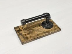 Toilet Paper Holder on Wood - Pipe Toilet Paper Dispenser - Free Shipping