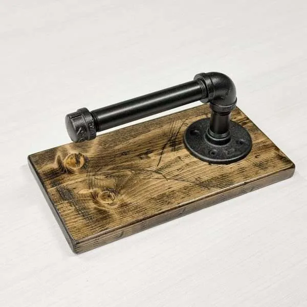 rustic wall toilet paper holder on wood