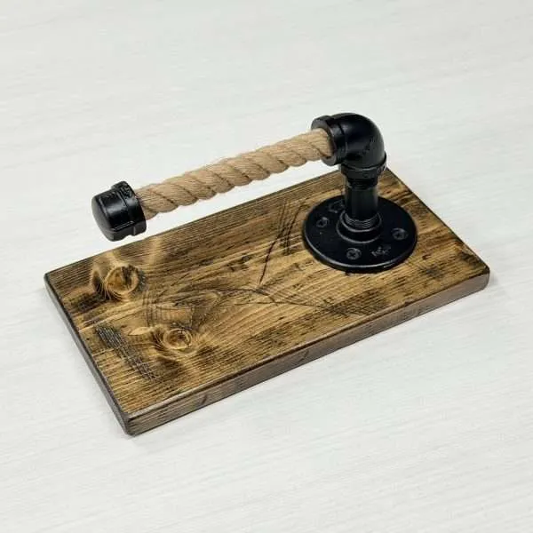 Wooden base with pipe and rope
