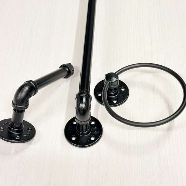 Alternative view of Industrial Pipe Bathroom Hardware Set of 3 | Farmhouse Bathroom Decor