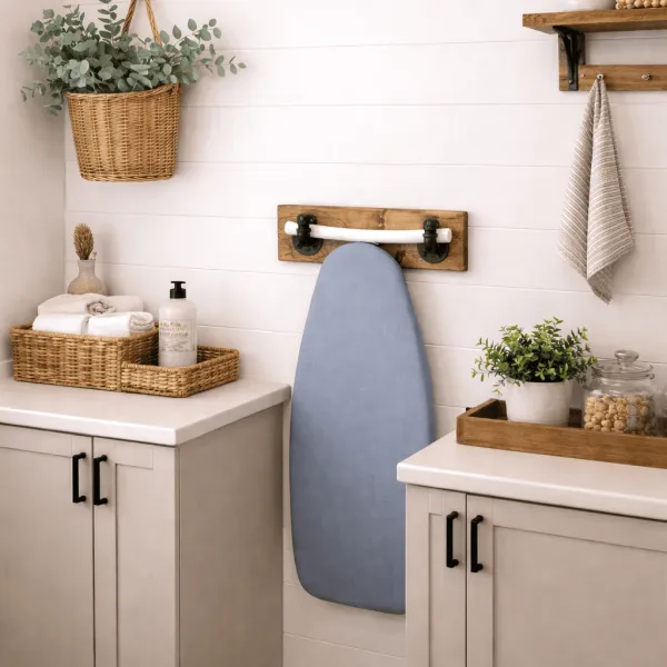 ironing board holder on a wall