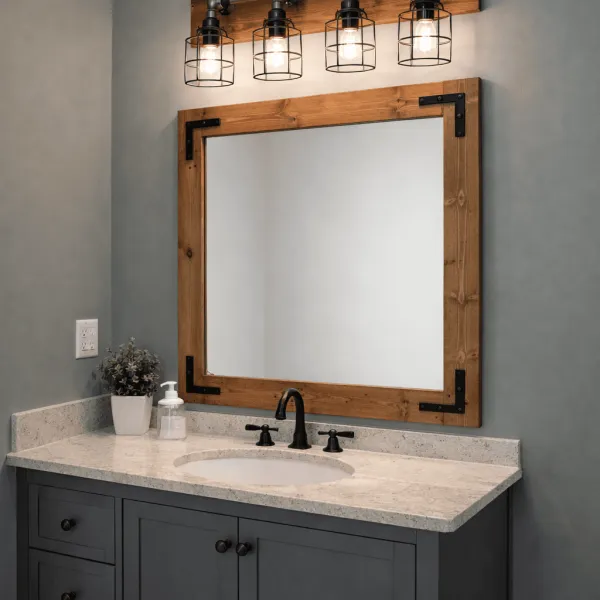 solid wood bathroom mirror english chestnut stain red