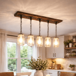 farmhouse mason jar chandelier wood ceiling light